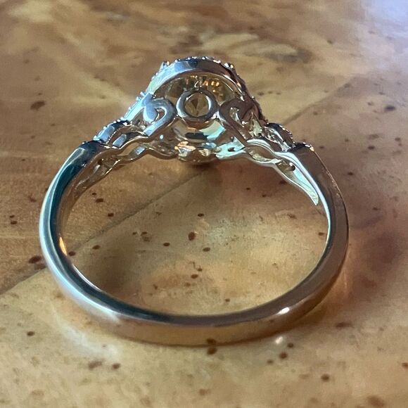 Natural Golden Apatite Sterling Silver Halo Ring Size 10 - Picture 5 of 9